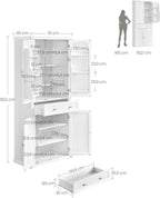 Küchenschrank Hochschrank mit verstellbaren Ablagen und Schublade Vitrinenschrank BBC561W21 40 x 76 x 182,1 cm Weiß