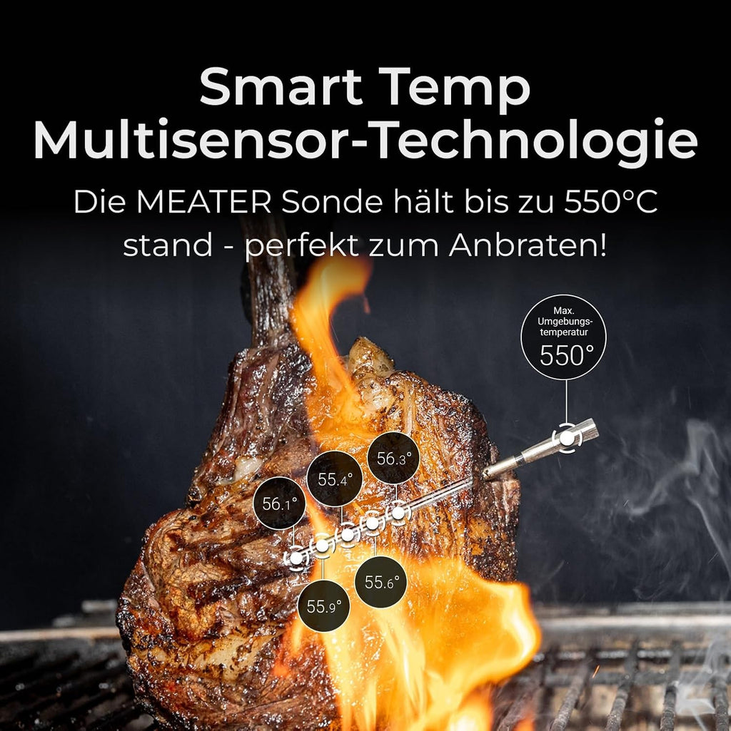 Fleischthermometer Pro Duo OSC-MT-MD201 digital kabellos WiFi 2 Sonden 550°C App Bambus
