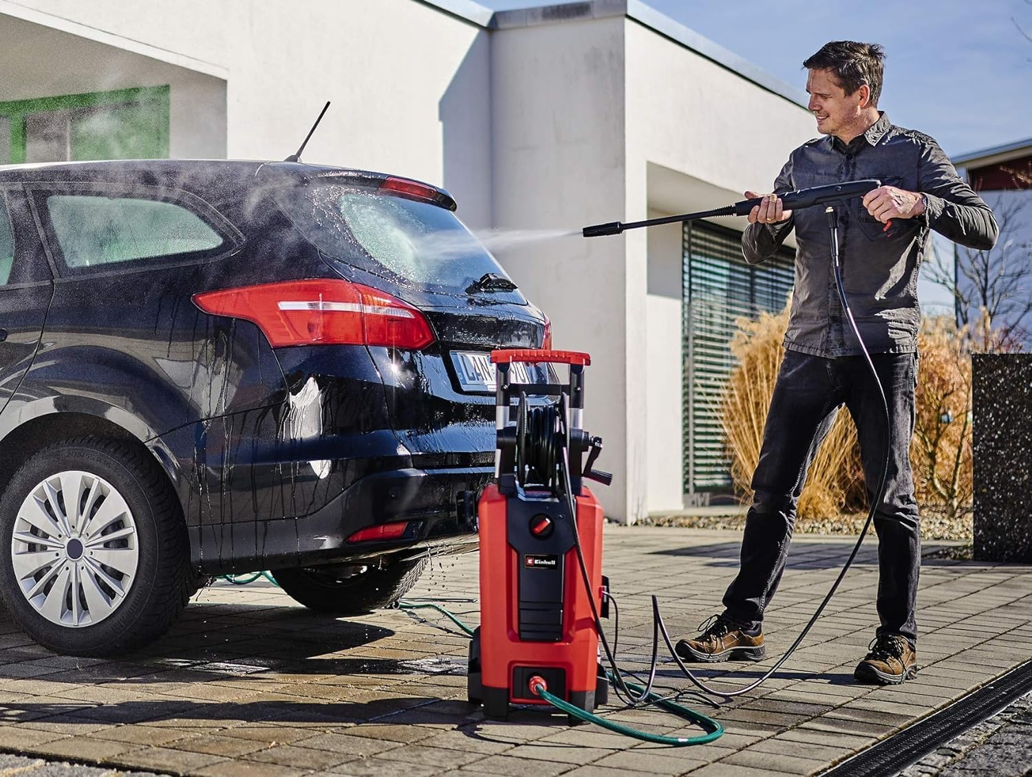 Hochdruckreiniger TE-HP 170 2300 W 170 bar 440 l/h mit 10 m Schlauch Terrassenreiniger Pistole Lanze Düsen Bürste & Sprühmittelbehälter