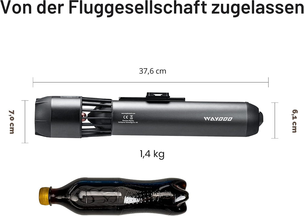 Unterwasser-Scooter mit Daumensteuerung kompakt tragbar für Tauchen Schnorcheln SUP Board Subnado Grau Rot