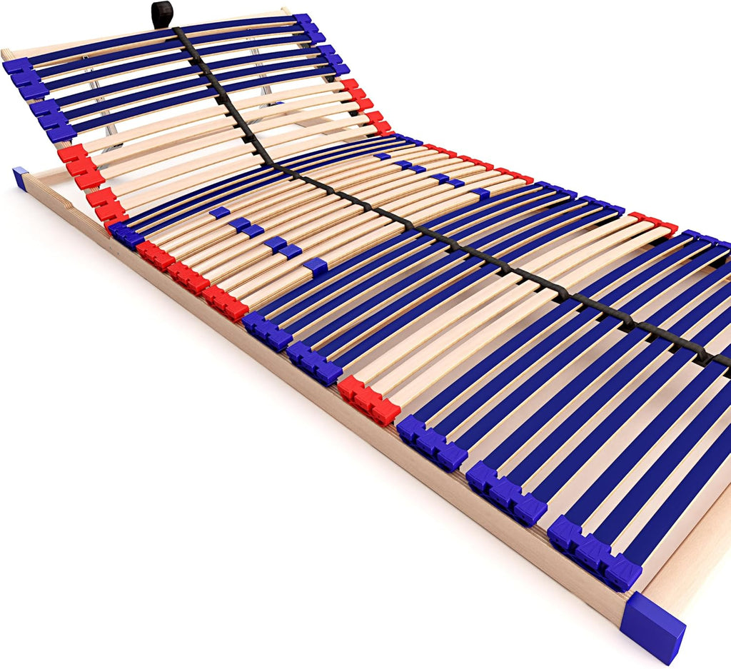 Lattenrost Vario Sleep Best 42 140x200 cm 7 Zonen Kopfteil verstellbar 42 Federleisten Härteregulierung Mittelgurt aus Buche