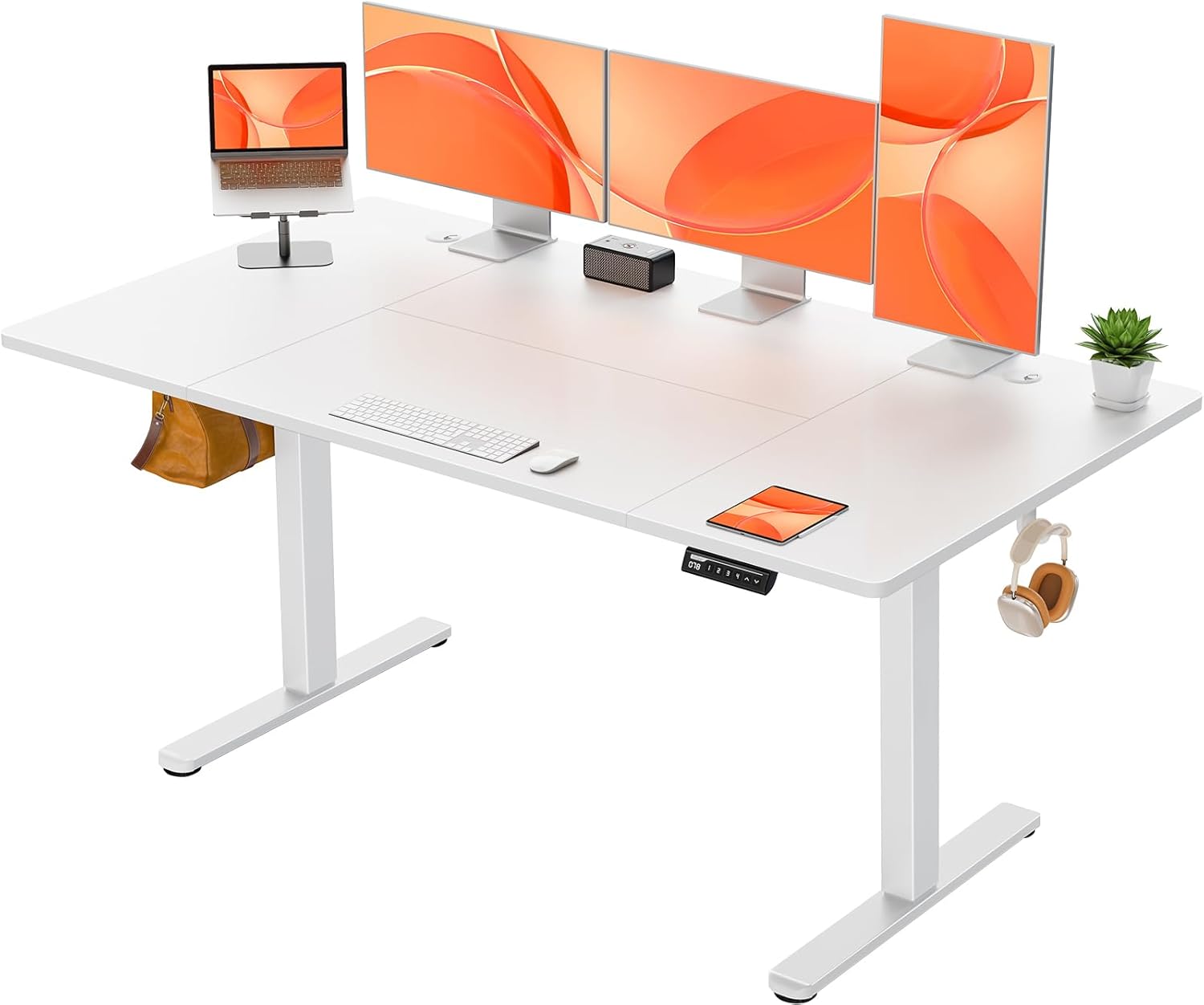 Elektrischer Höhenverstellbarer Schreibtisch EGESD88W 160x80 cm Memory Funktion 72-118 cm Stehschreibtisch Kabelmanagement