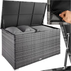 Garten Aufbewahrungsbox 404245 aus Polyrattan und Aluminium 750 L wetterfest UV-beständig 145 x 82,5 x 79,5 cm mit Gasdruckfedern