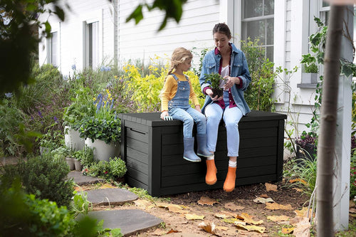 Aufbewahrungsbox 623 L Kissenbox Garten Kunststoff Deckel mit Gasdruckfedern belastbar bis 272 kg wetterfeste Stauraumbox für Outdoor