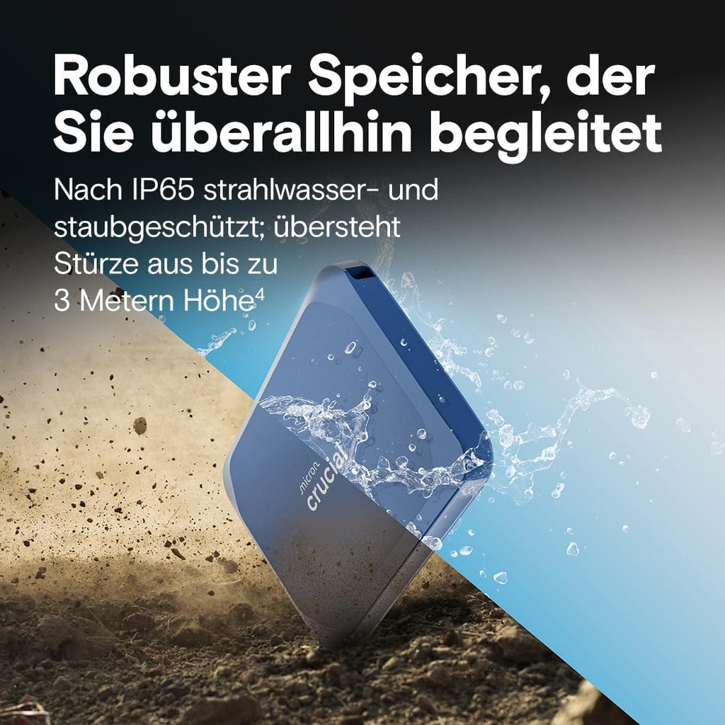Externe SSD X10 2TB USB-C 3.2 Gen2 bis 2100MB/s IP65 wasser- und staubgeschützt für PC Mac Smartphone Spielkonsole