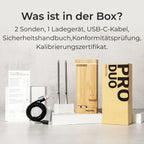 Fleischthermometer Pro Duo OSC-MT-MD201 digital kabellos WiFi 2 Sonden 550°C App Bambus