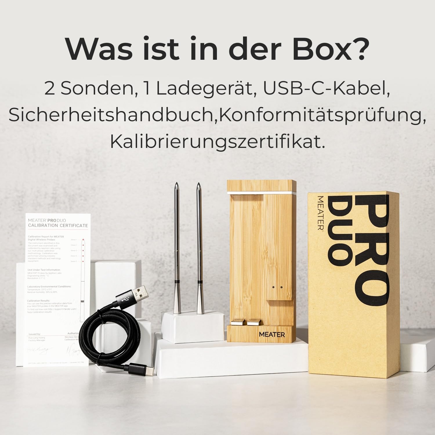 Fleischthermometer Pro Duo OSC-MT-MD201 digital kabellos WiFi 2 Sonden 550°C App Bambus