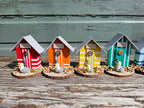 Handgefertigte Mini Strandhaus aus Holz mit Polymer Clay Möwe