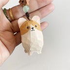 Handgeschnitzter Corgis-Schlüsselanhänger aus Holz, Kawaii-Autoanhänger, Hunde-Schlüsselanhänger, Holzfigur, Taschenanhänger, Geschenk für Hundeliebhaber