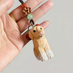 Handgefertigter hölzerner Labrador Retriever Schlüsselanhänger - Geschnitzter Golden Retriever Auto-Anhänger Glücksbringer
