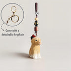 Handgefertigter hölzerner Labrador Retriever Schlüsselanhänger - Geschnitzter Golden Retriever Auto-Anhänger Glücksbringer
