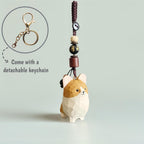 Handgeschnitzter Corgis-Schlüsselanhänger aus Holz, Kawaii-Autoanhänger, Hunde-Schlüsselanhänger, Holzfigur, Taschenanhänger, Geschenk für Hundeliebhaber