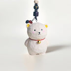 Handgeschnitzter Holzbär Keychain aus Lindenholz Taschenanhänger Glücksbringer für Kinder