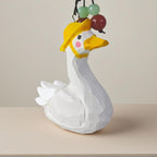 Handgeschnitzter hölzerner Enten-Taschenanhänger mit Kristallperlen