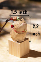 Handgeschnitzter hölzerner Katzen-Schlüsselanhänger, Naturholz, lächelnde Katze, Autocharme, Heimdekoration