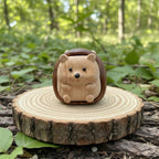 Handgeschnitzter Igel Sorgenstein aus Buchen- und Walnussholz, Zen Schreibtischfigur, Waldtier, 5,1 x 5 x 4,2 cm