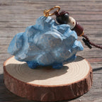 Handgefertigter Holz Schlüsselanhänger Wolke Blau Geschnitzt Rustikal