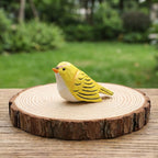 Handgeschnitzte gelbe Vogelfigur, hölzerne Kanarienvogelstatue, rustikale Wohnkultur, Bücherregalsitter, Frühlingsbauernhaus