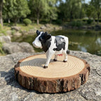Miniatur-Bauernhof Holzschnitzerei Kuh, schwarz-weiße Rinderstatue, handgefertigte rustikale Wohnkultur, Lindenholz