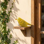 Handgeschnitzte gelbe Vogelfigur, hölzerne Kanarienvogelstatue, rustikale Wohnkultur, Bücherregalsitter, Frühlingsbauernhaus