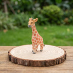 Handbemalte Holz Giraffe Mama und Kalb Geschenk-Set, 15 cm und 12,2 cm, natürliche Massivholz Figuren, Safari Dekoration