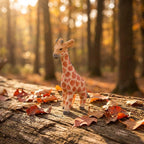 Handbemalte Holz Giraffe Mama und Kalb Geschenk-Set, 15 cm und 12,2 cm, natürliche Massivholz Figuren, Safari Dekoration