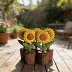 Handgeschnitzte Sonnenblumen-Holzskulptur, 14 cm, Naturmassivholz, rustikales Bauernhausdekor