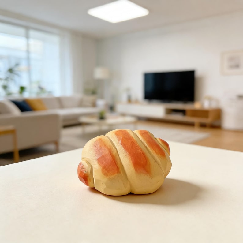 Mini Holzfiguren Massivholz Bäckerei Schreibtisch Dekoration Handgeschnitzt Brot Donut Set