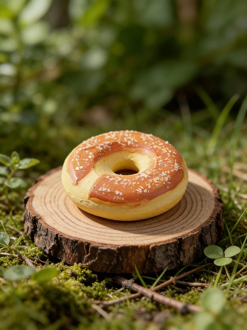 Mini Holzfiguren Massivholz Bäckerei Schreibtisch Dekoration Handgeschnitzt Brot Donut Set