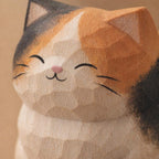 Handgefertigte Holzkatze Figurine, 5,5 cm, Skurril Tier Schreibtisch & Home Decor