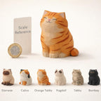 Handgefertigte Holzkatze Figurine, 5,5 cm, Skurril Tier Schreibtisch & Home Decor