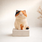 Handgefertigte Holzkatze Figurine, 5,5 cm, Skurril Tier Schreibtisch & Home Decor