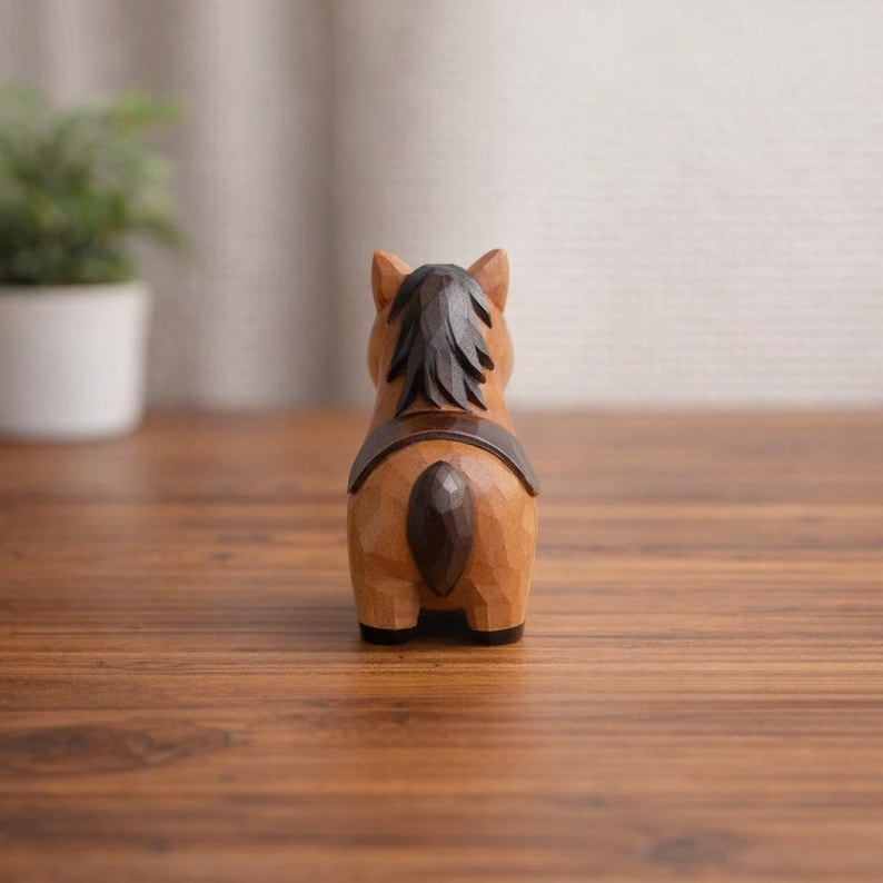 Handgefertigte Holzfigur Pferd 6 cm Waldorf Montessori Dekoration