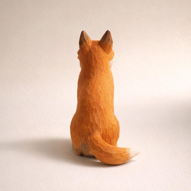 Geschnitzte Holzfuchs Figur Waldtier Regal Dekor