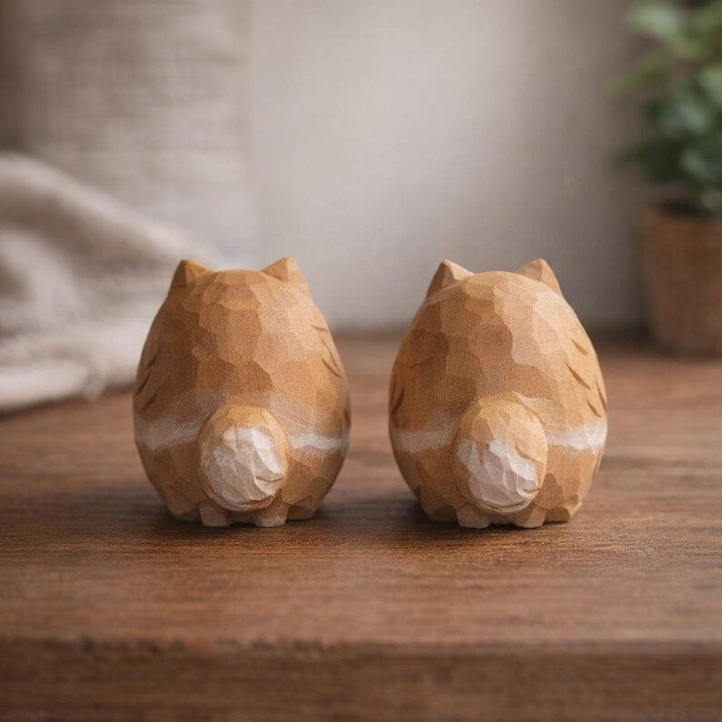 Dekorative Hunde Holzfigur 5 cm - Handgeschnitzte Hundestatue für Bücherregal