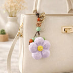Handgeschnitzter Pfirsichholz Pflaumenblüte Schlüsselbund, Naturholz Blume Charm, handgefertigter Taschen Anhänger, Auto Charm