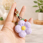 Handgeschnitzter Pfirsichholz Pflaumenblüte Schlüsselbund, Naturholz Blume Charm, handgefertigter Taschen Anhänger, Auto Charm