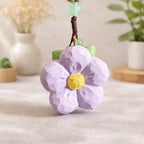 Handgeschnitzter Pfirsichholz Pflaumenblüte Schlüsselbund, Naturholz Blume Charm, handgefertigter Taschen Anhänger, Auto Charm