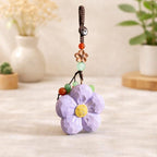 Handgeschnitzter Pfirsichholz Pflaumenblüte Schlüsselbund, Naturholz Blume Charm, handgefertigter Taschen Anhänger, Auto Charm