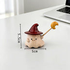 Handgefertigte Holzfigur, Baby-Spielzeug, süßer Holzgeist mit abnehmbarem Zaubererhut und Zauberstab, Schreibtischdekoration, Geschenk für Mädchen