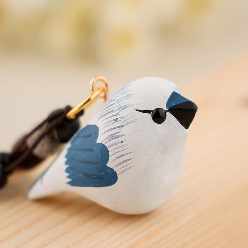 Holz Vogel Schlüsselanhänger Handgefertigt Rustikal Taschen Anhänger Geschenk für Vogelliebhaber Gravur