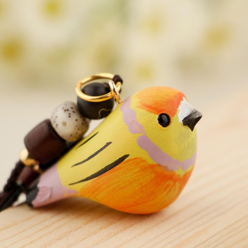 Holz Vogel Schlüsselanhänger Handgefertigt Rustikal Taschen Anhänger Geschenk für Vogelliebhaber Gravur