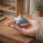 Mini Holz Hai Figur Handgeschnitzt Ozeantierdekor 5 cm Low-Poly