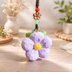 Handgeschnitzter Pfirsichholz Pflaumenblüte Schlüsselbund, Naturholz Blume Charm, handgefertigter Taschen Anhänger, Auto Charm