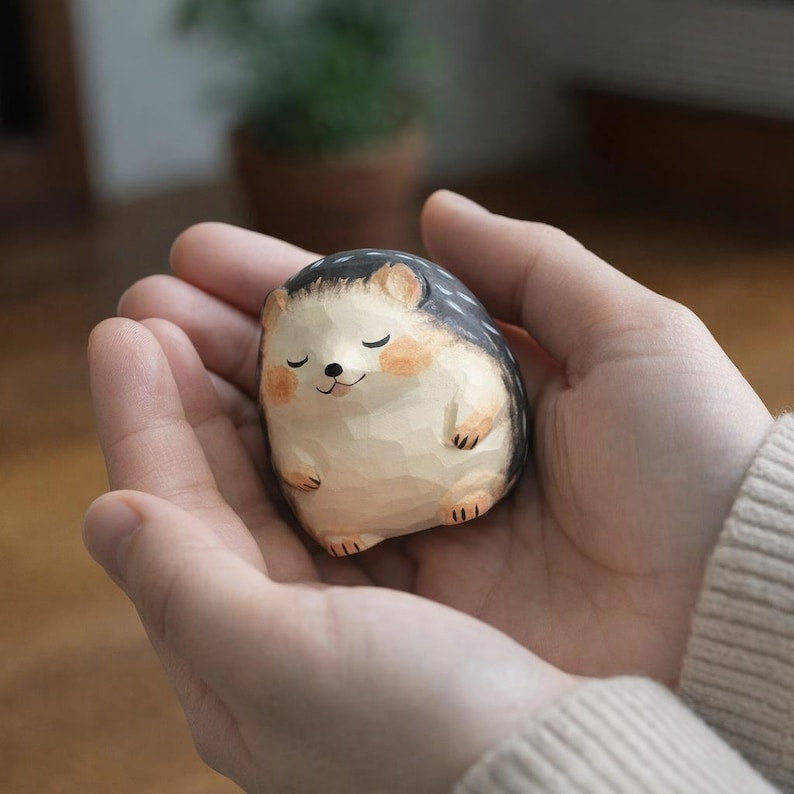 Miniatur Igel Figur Handgeschnitzt Resin Schreibtisch Dekoration Kawaii Ornament