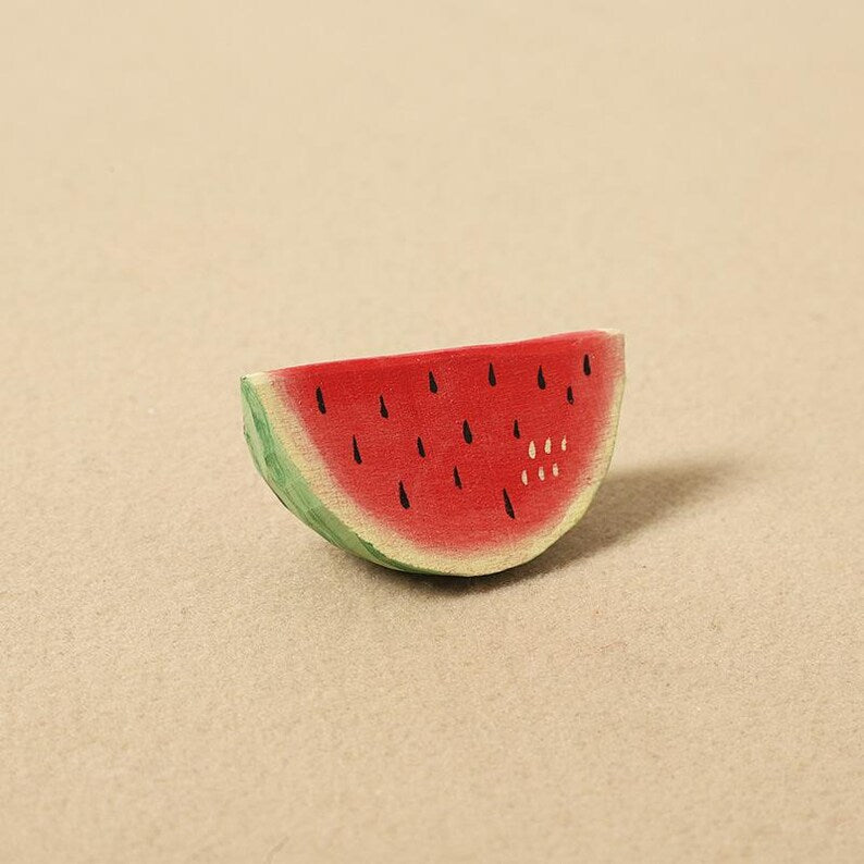 Handgeschnitzter hölzerner Wassermelonen-Schlüsselanhänger, Mini-Frucht-Taschenanhänger, Sommerdeko