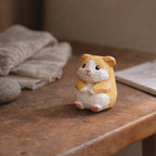 Handgeschnitzte Mini Hamster Holzfigur – Wald Dekor, Schreibtisch Ornament, 3,8 cm