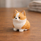Hölzerne Corgis-Figur, handgeschnitztes Hundedekor, kleiner Schlüsselanhänger, Corgis-Geschenk