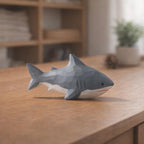 Mini Holz Hai Figur Handgeschnitzt Ozeantierdekor 5 cm Low-Poly