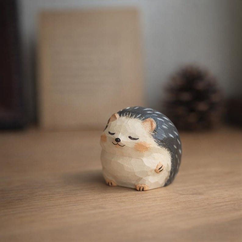 Miniatur Igel Figur Handgeschnitzt Resin Schreibtisch Dekoration Kawaii Ornament